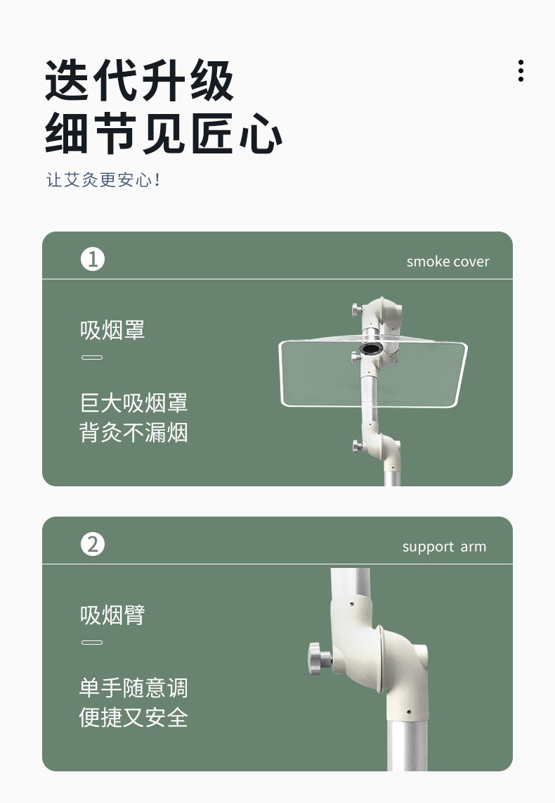 透明集烟罩与可调金属关节臂细节
